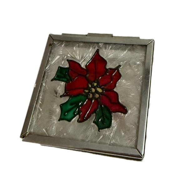 Glass Jewelry Box with Red Flower Design - Picture 1 of 4